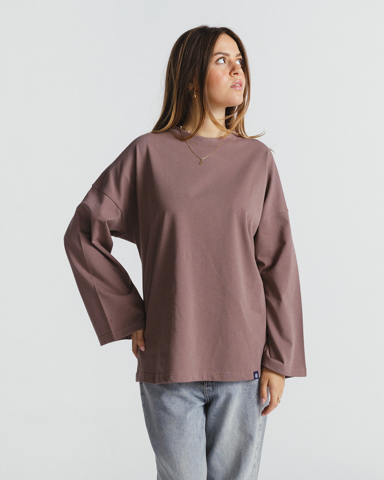 "عزيزة"  BLOUSE IN ROSE BROWN