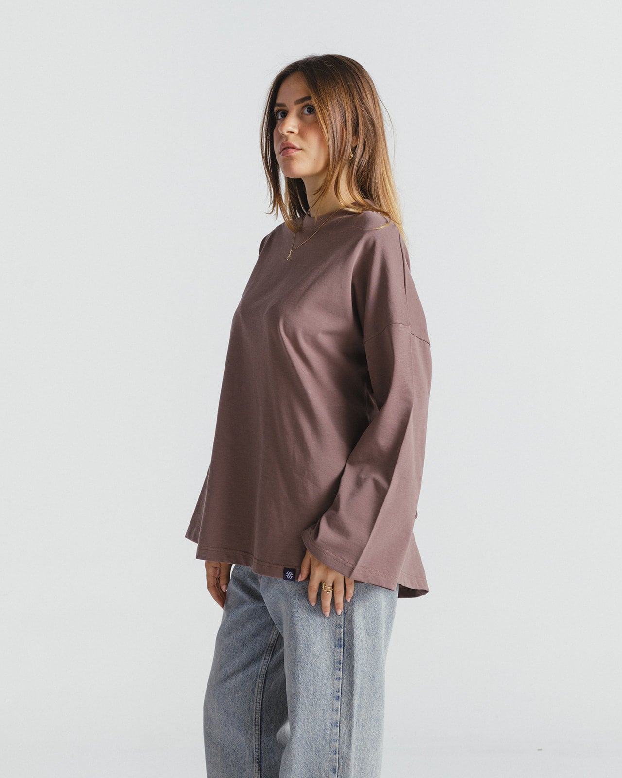 "عزيزة"  BLOUSE IN ROSE BROWN